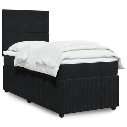 Box Spring Postel S Matrací Černá Samet Černá