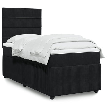Box Spring Postel S Matrací Černá Samet Černá