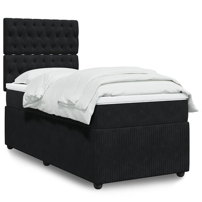 Box Spring Postel S Matrací Černá Samet Černá