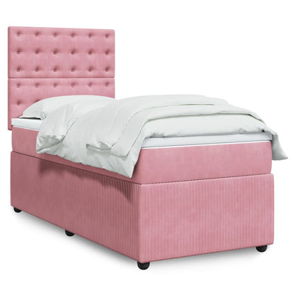 Box Spring Postel S Matrací Samet Růžová