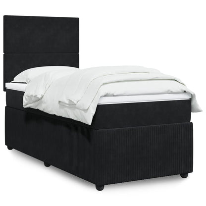 Box Spring Postel S Matrací Černá Samet Černá