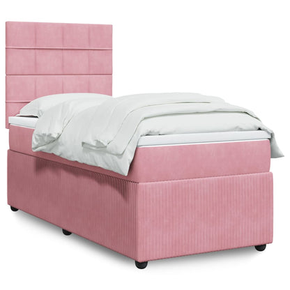 Box Spring Postel S Matrací Samet Růžová