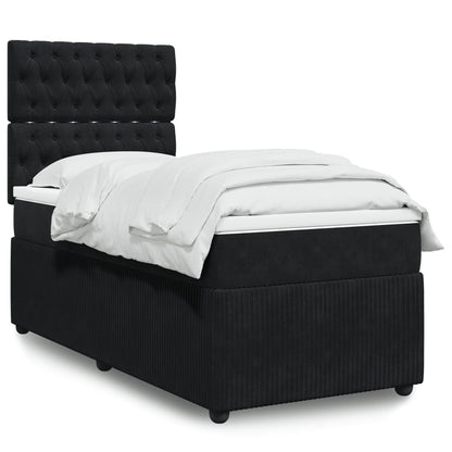 Box Spring Postel S Matrací Černá Samet Černá