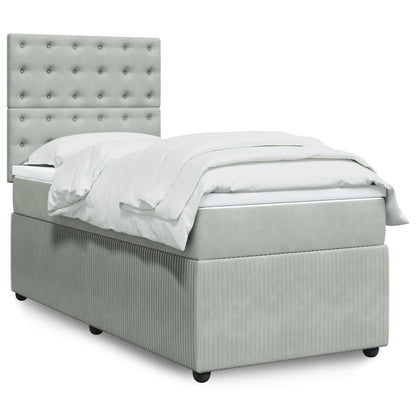 Box Spring Postel S Matrací Samet Světle Šedá