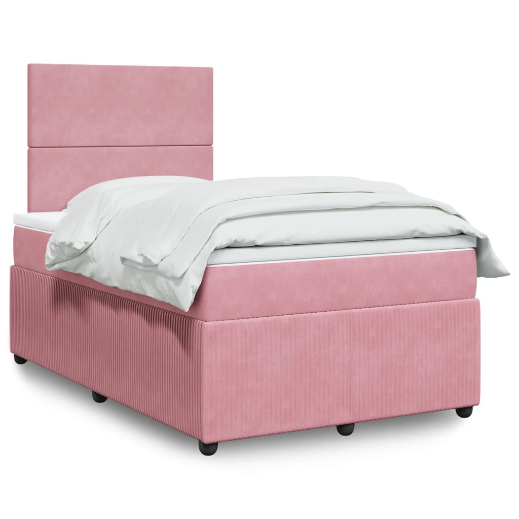 Box Spring Postel S Matrací Samet Růžová