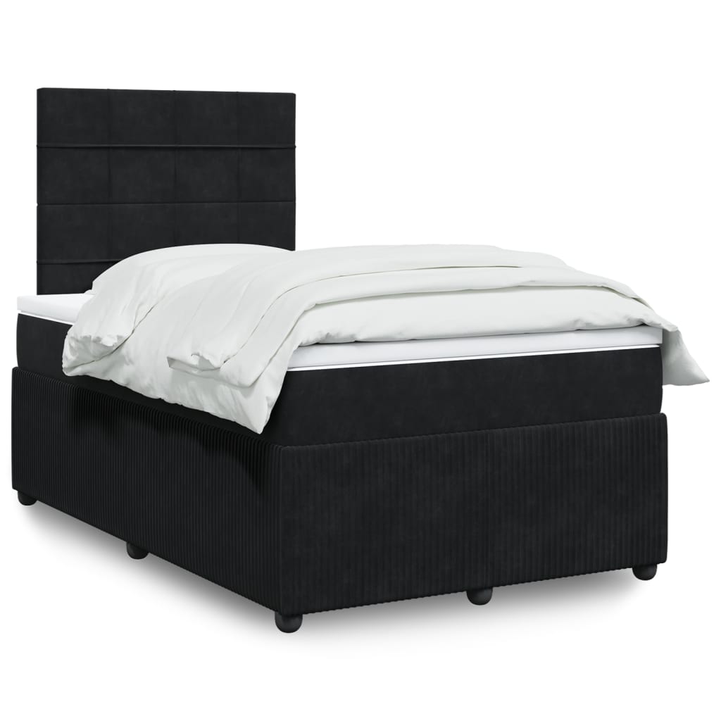 Box Spring Postel S Matrací Černá Samet Černá