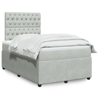 Box Spring Postel S Matrací Samet Světle Šedá