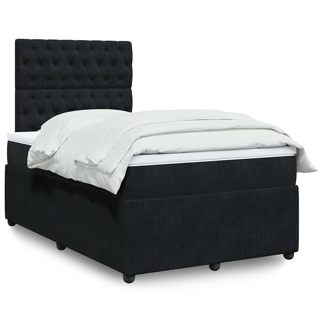 Box Spring Postel S Matrací Černá Samet Černá