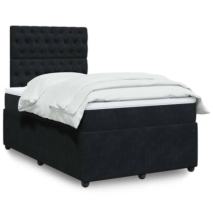 Box Spring Postel S Matrací Černá Samet Černá