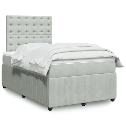Box Spring Postel S Matrací Samet Světle Šedá