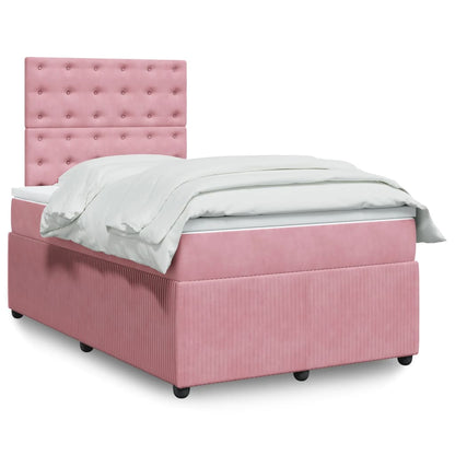 Box Spring Postel S Matrací Samet Růžová