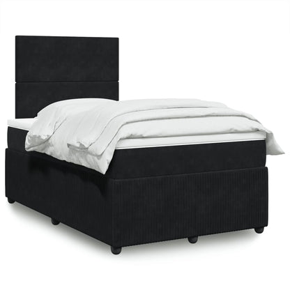 Box Spring Postel S Matrací Černá Samet Černá