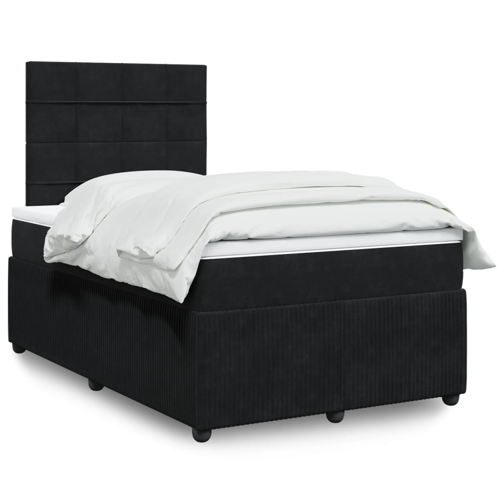 Box Spring Postel S Matrací Černá Samet Černá
