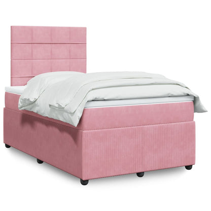 Box Spring Postel S Matrací Samet Růžová