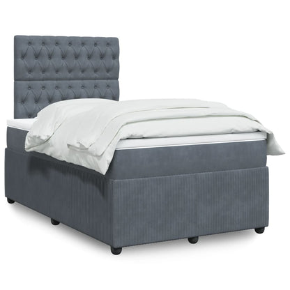 Box Spring Postel S Matrací Samet Tmavě Šedá
