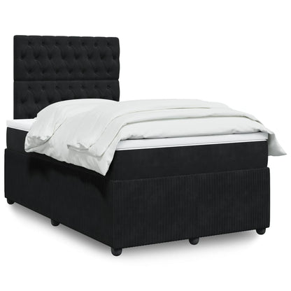 Box Spring Postel S Matrací Černá Samet Černá