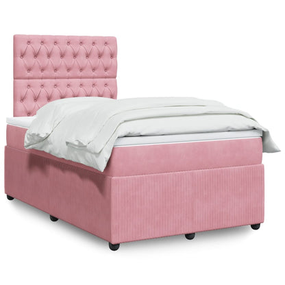 Box Spring Postel S Matrací Samet Růžová