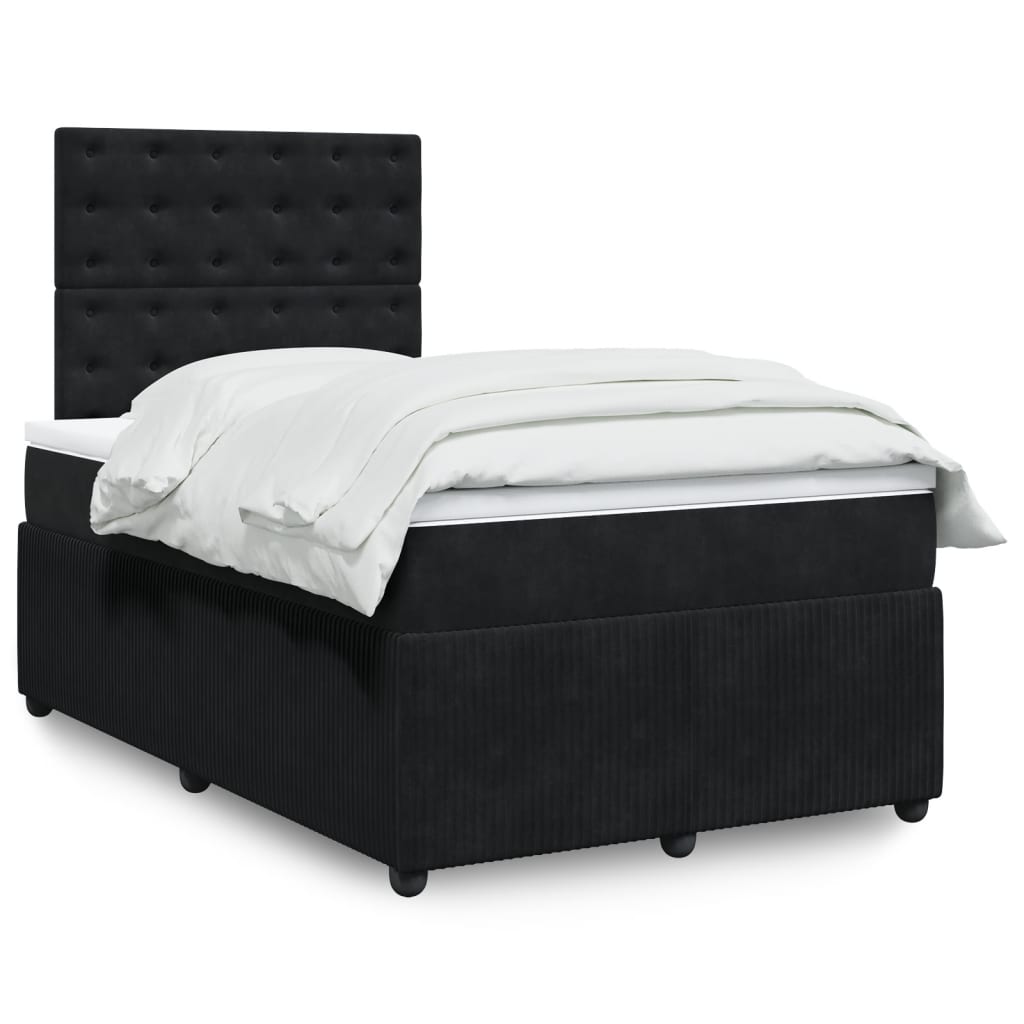 Box Spring Postel S Matrací Černá Samet Černá