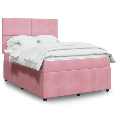 Box Spring Postel S Matrací Samet Růžová