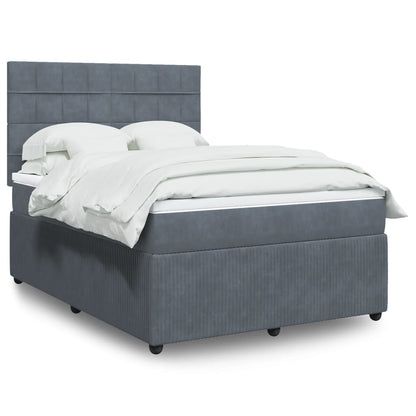 Box Spring Postel S Matrací Samet Tmavě Šedá