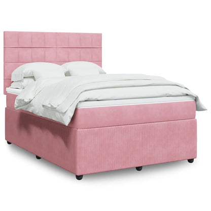 Box Spring Postel S Matrací Samet Růžová