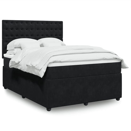 Box Spring Postel S Matrací Černá Samet Černá