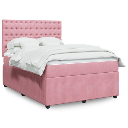 Box Spring Postel S Matrací Samet Růžová