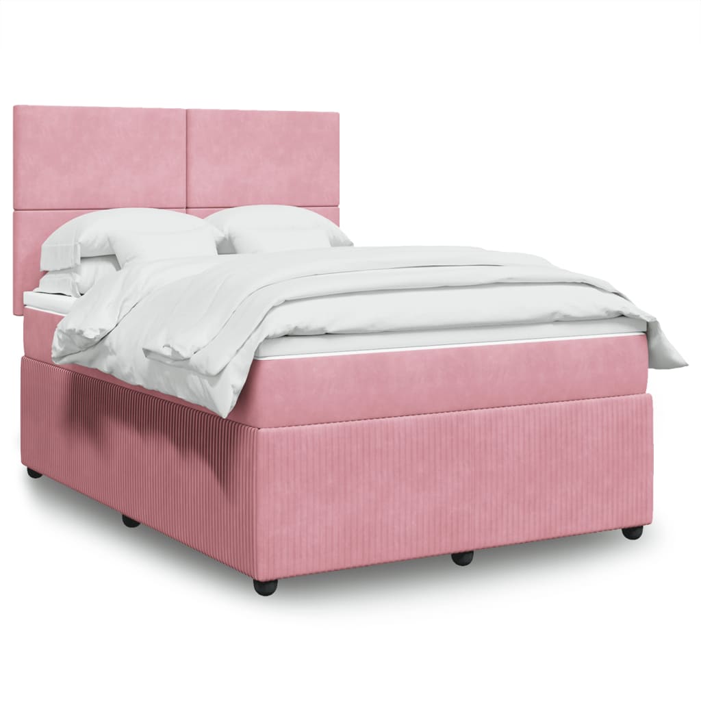 Box Spring Postel S Matrací Samet Růžová