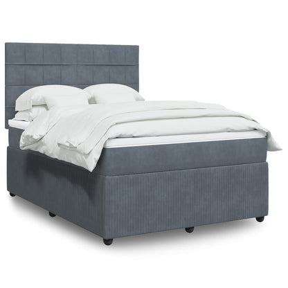 Box Spring Postel S Matrací Samet Tmavě Šedá