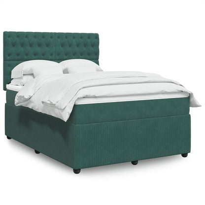 Box Spring Postel S Matrací Samet Tmavě Zelená