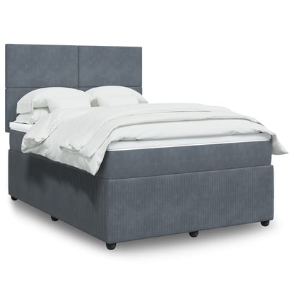 Box Spring Postel S Matrací Samet Tmavě Šedá