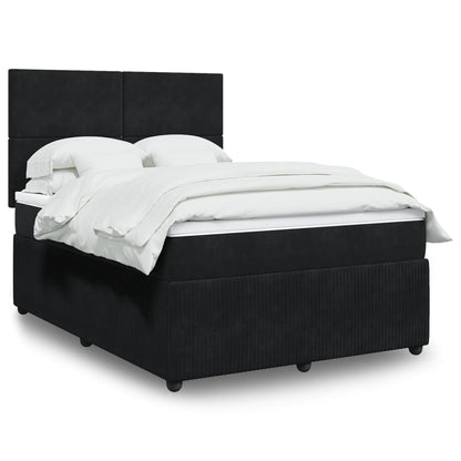 Box Spring Postel S Matrací Černá Samet Černá