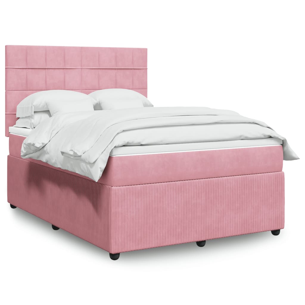 Box Spring Postel S Matrací Samet Růžová