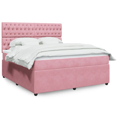 Box Spring Postel S Matrací Samet Růžová