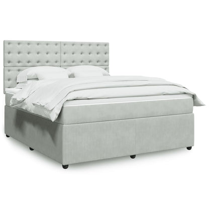 Box Spring Postel S Matrací Samet Světle Šedá