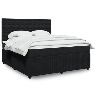 Box Spring Postel S Matrací Černá Samet Černá