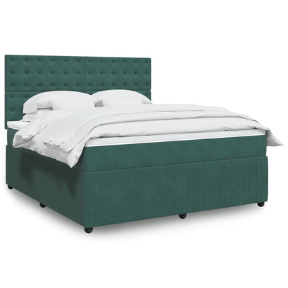 Box Spring Postel S Matrací Samet Tmavě Zelená