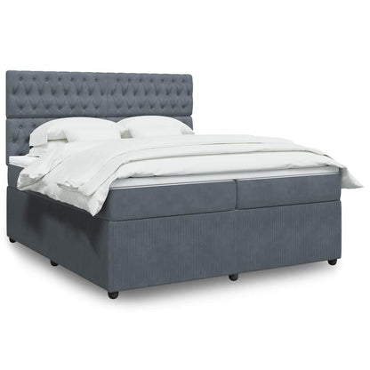 Box Spring Postel S Matrací Samet Tmavě Šedá