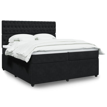 Box Spring Postel S Matrací Černá Samet Černá