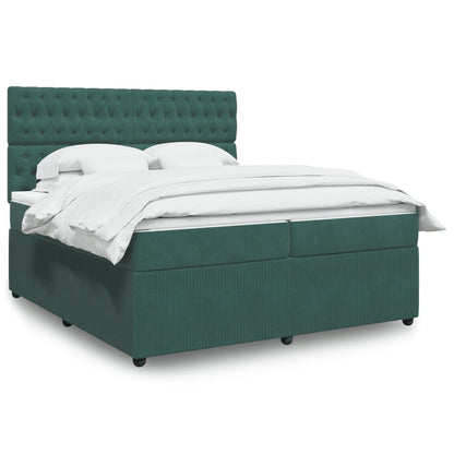 Box Spring Postel S Matrací Samet Tmavě Zelená