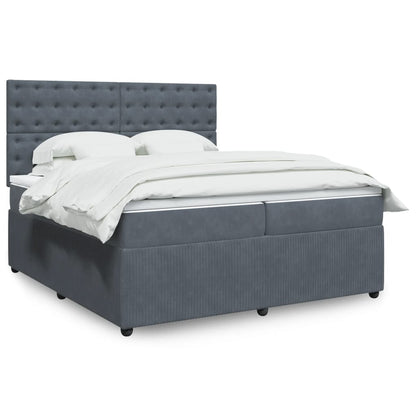 Box Spring Postel S Matrací Samet Tmavě Šedá