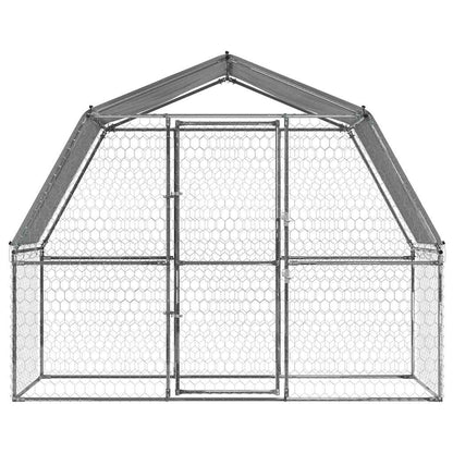 Kotec Pro Psy Se Střechou A Dvířky Stříbrný Pozinkovaná Ocel