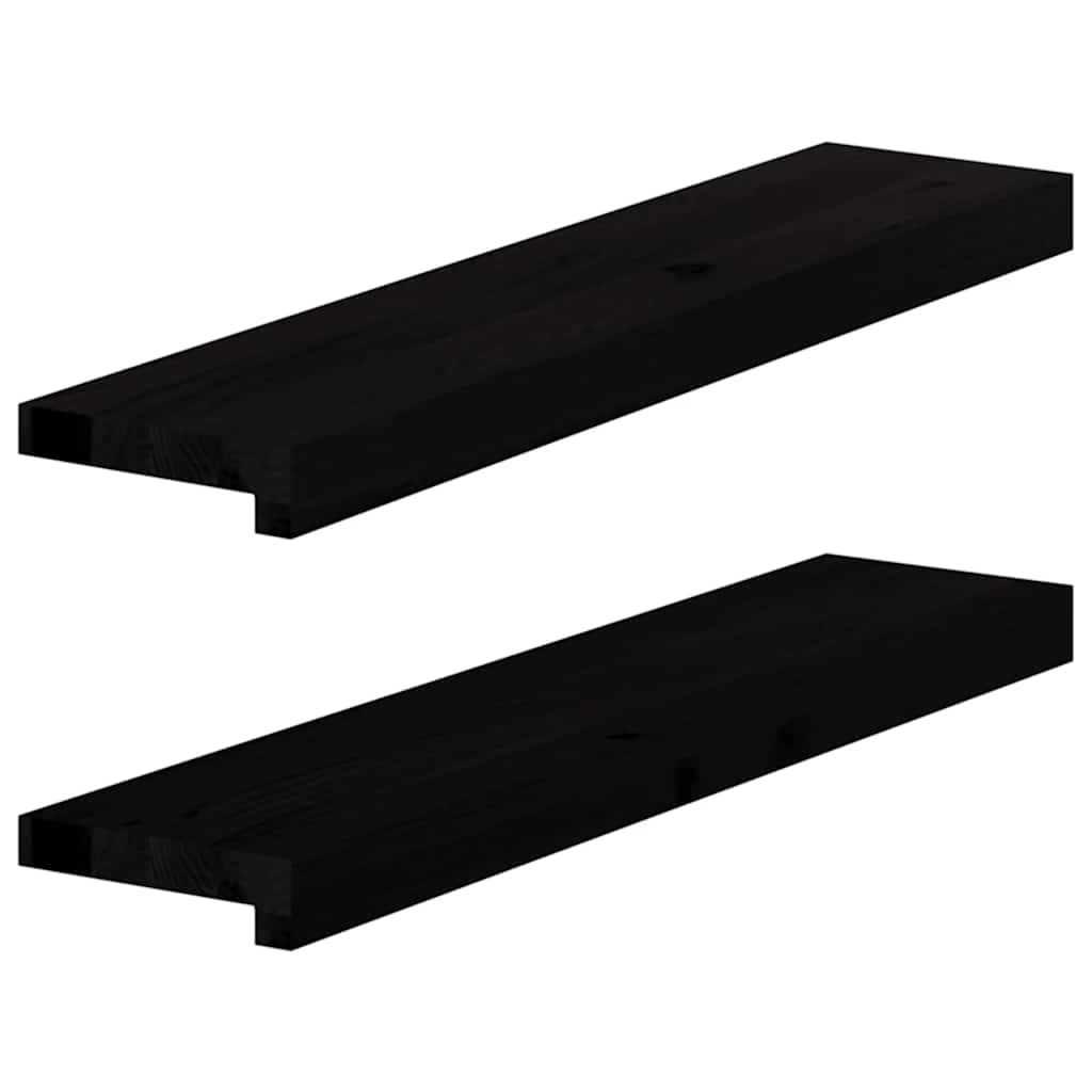 Okenní Parapety 2Ks Tmavě Hnědé 80X15X2Cm Masivní Dub Tmavě Hnědá