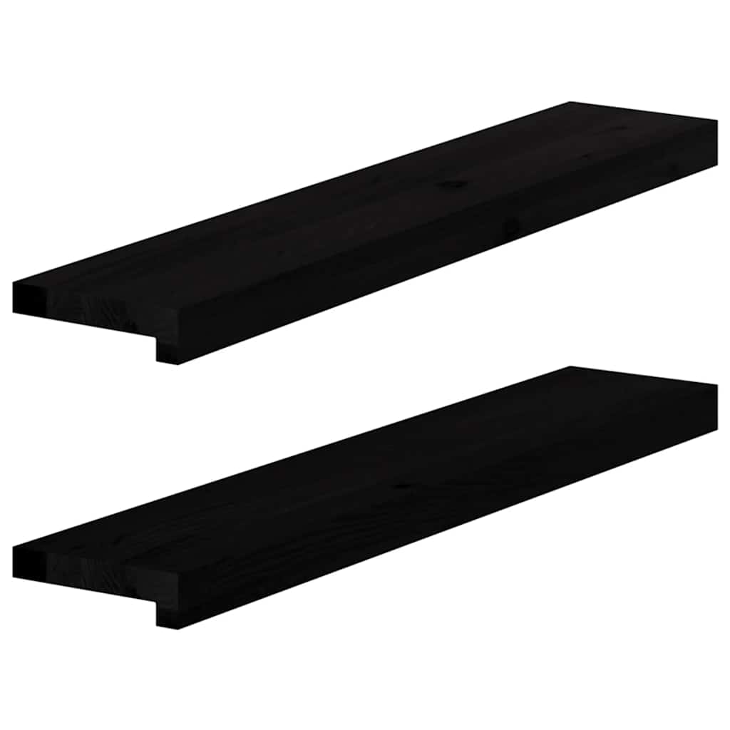 Okenní Parapety 2Ks Tmavě Hnědé 80X15X2Cm Masivní Dub Tmavě Hnědá