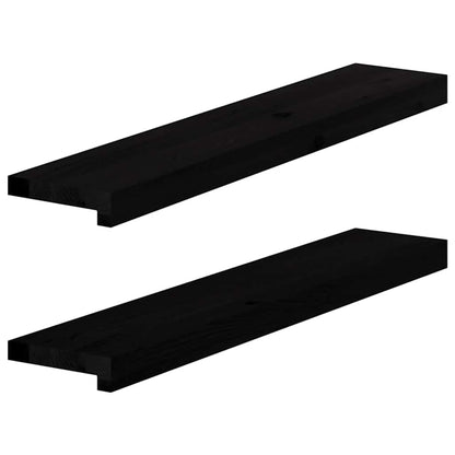 Okenní Parapety 2Ks Tmavě Hnědé 80X15X2Cm Masivní Dub Tmavě Hnědá