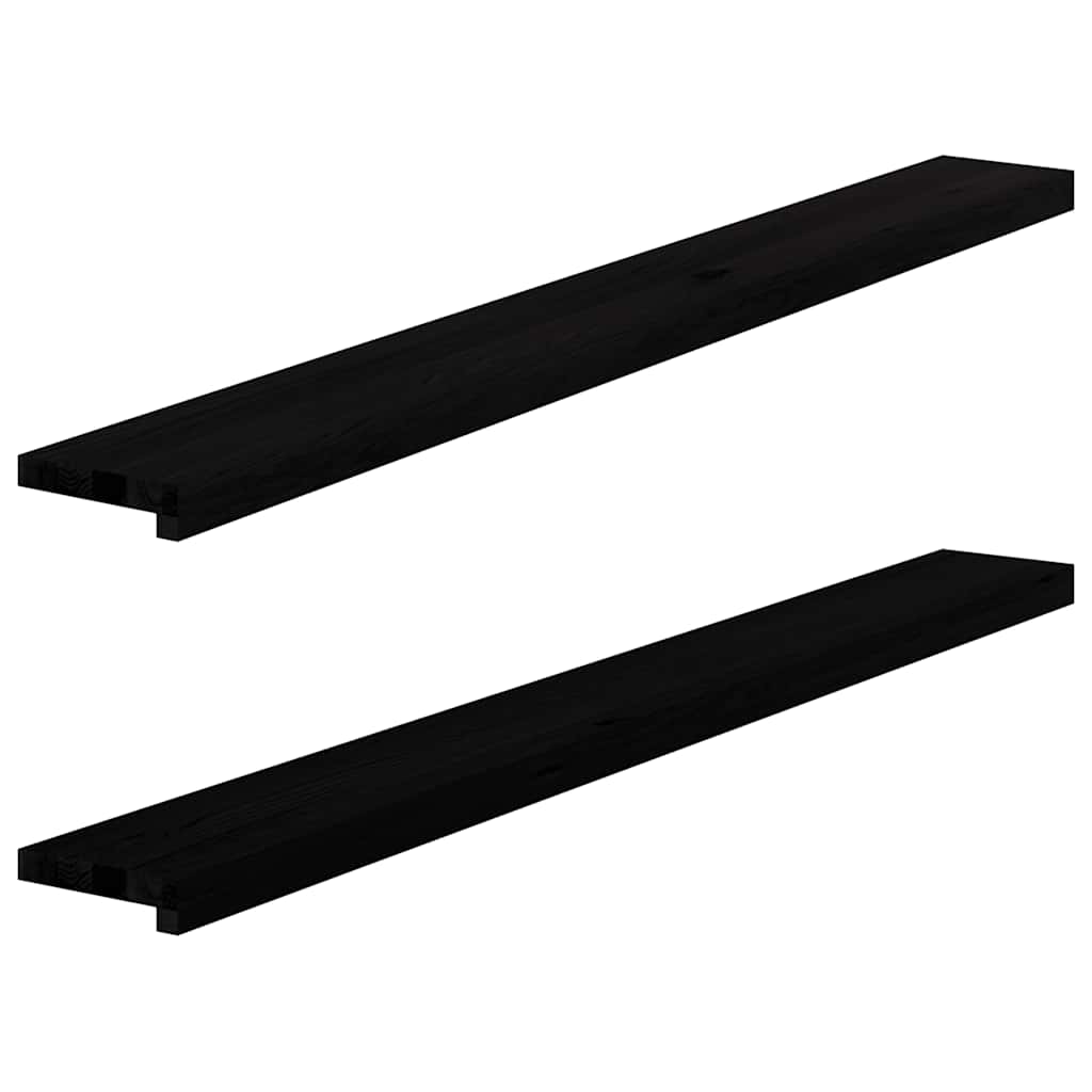 Okenní Parapety 2Ks Tmavě Hnědé 80X15X2Cm Masivní Dub Tmavě Hnědá