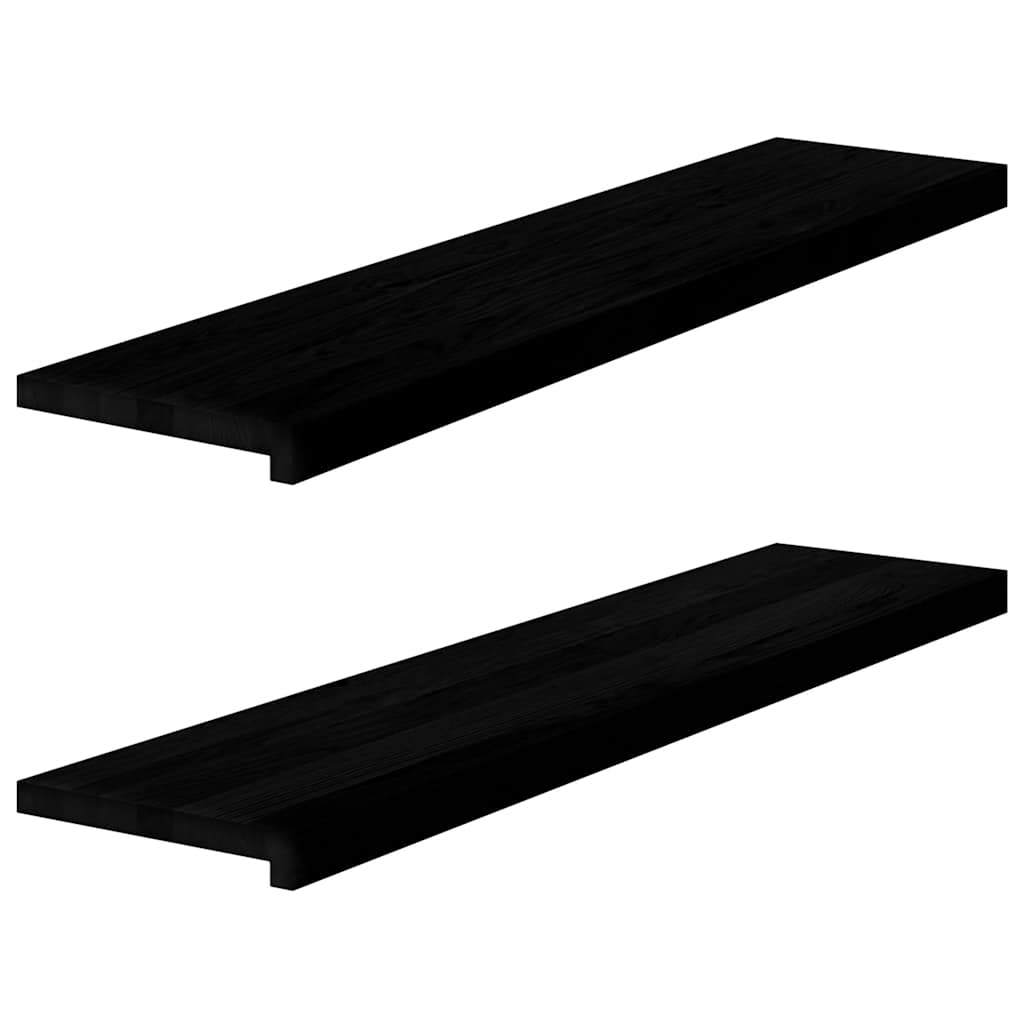 Okenní Parapety 2Ks Tmavě Hnědé 80X15X2Cm Masivní Dub Tmavě Hnědá