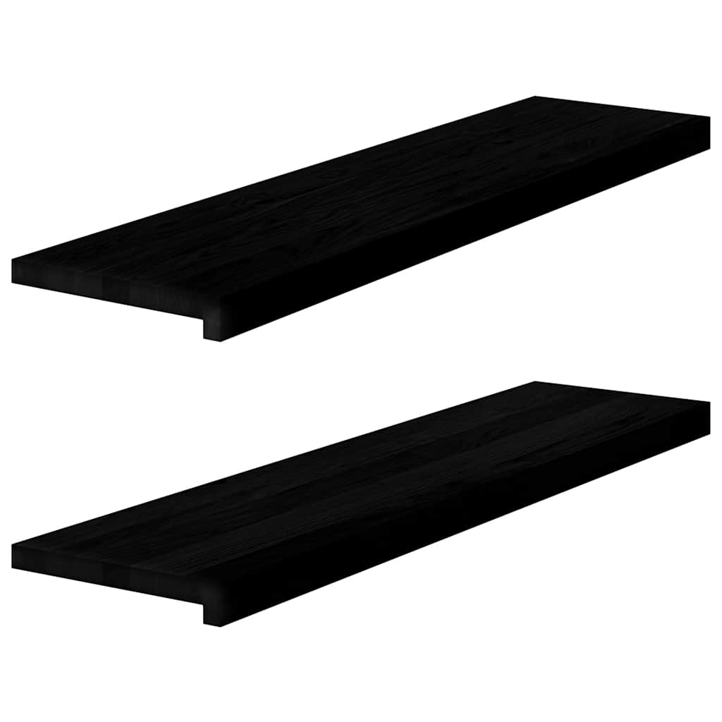 Okenní Parapety 2Ks Tmavě Hnědé 80X15X2Cm Masivní Dub Tmavě Hnědá