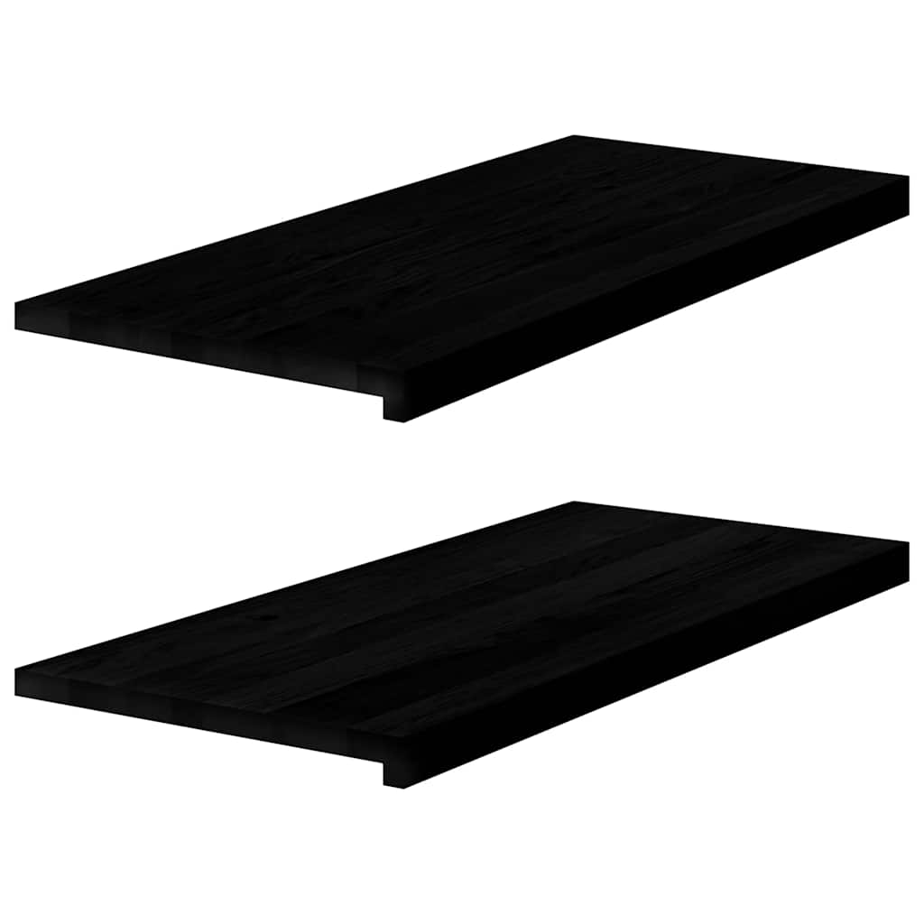 Okenní Parapety 2Ks Tmavě Hnědé 80X15X2Cm Masivní Dub Tmavě Hnědá