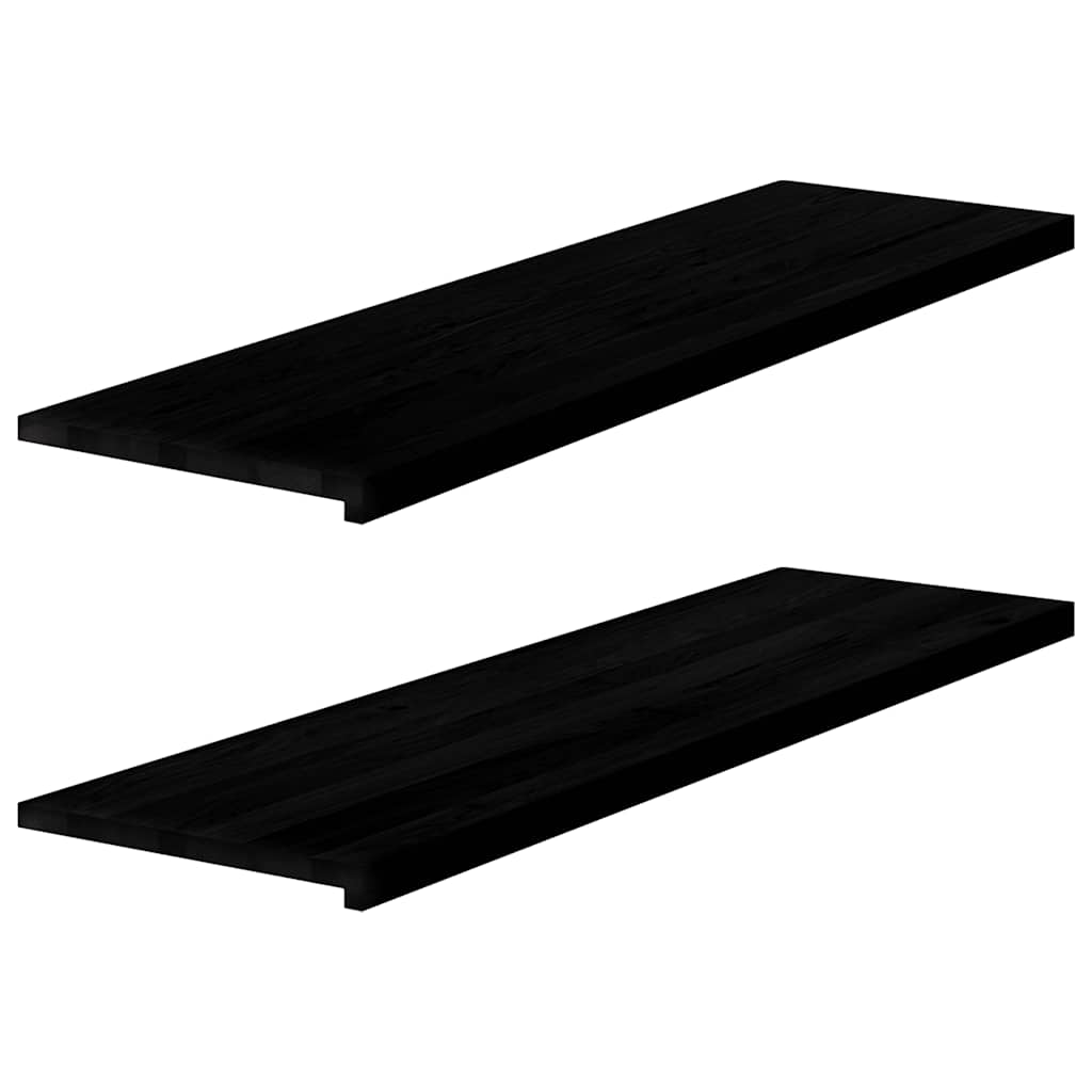 Okenní Parapety 2Ks Tmavě Hnědé 80X15X2Cm Masivní Dub Tmavě Hnědá